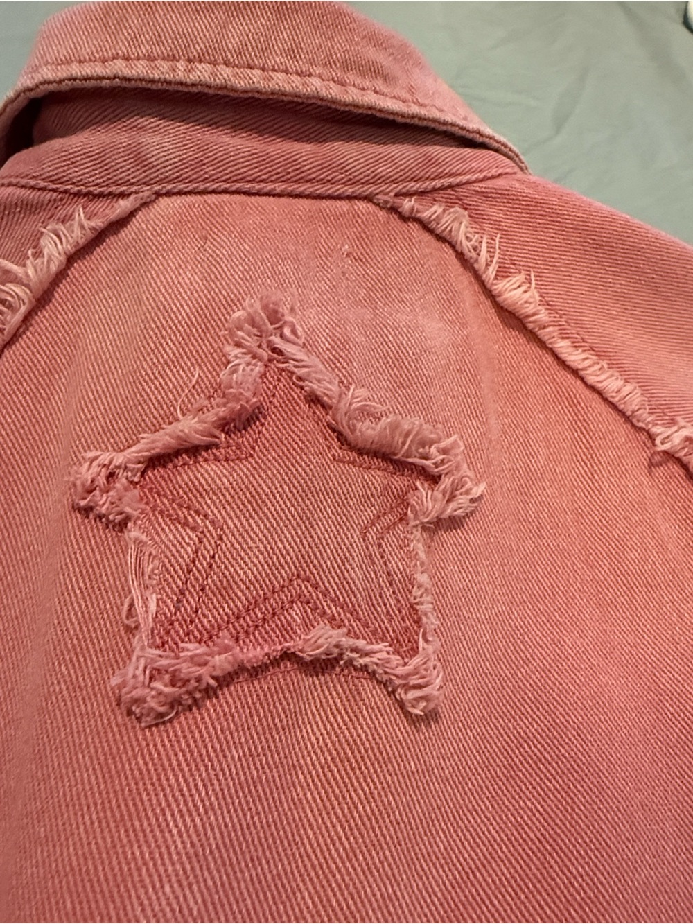 POL Pink Frayed Denim Boyfriend Jacket - Picture 6 of 6